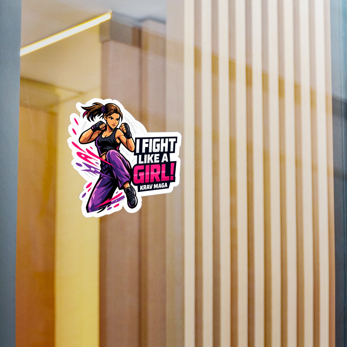 Krav Maga Sticker I Fight Like a Girl! Martial Arts Self Defense Vinyl Waterproof decals for Laptop or Water Bottle Fitness