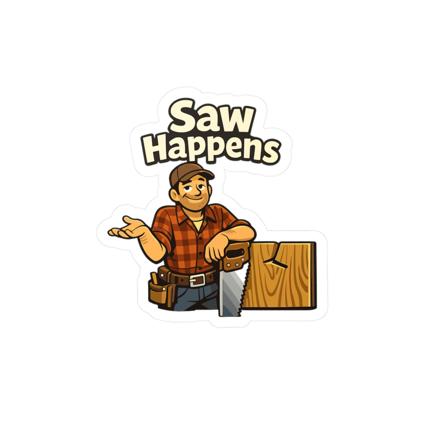 Carpenter Sticker Saw Happens Funny Woodworking Decals, Waterproof Vinyl for Laptop, Water Bottle, Woodworker Gift