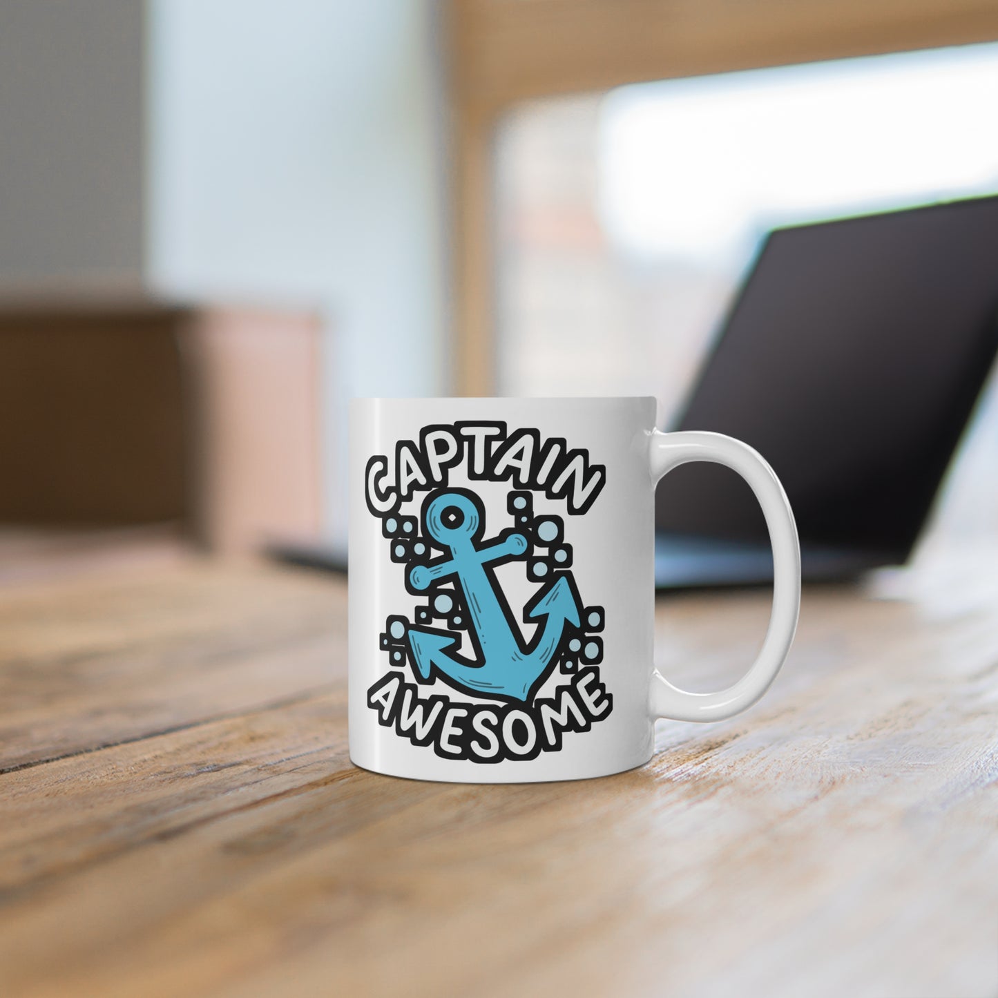 Captain Awesome - Boating Mug for Coffee 11oz. Boating Cup, White ceramic, Yacht Mug, Pontoon Tea Cup - Boating Gift