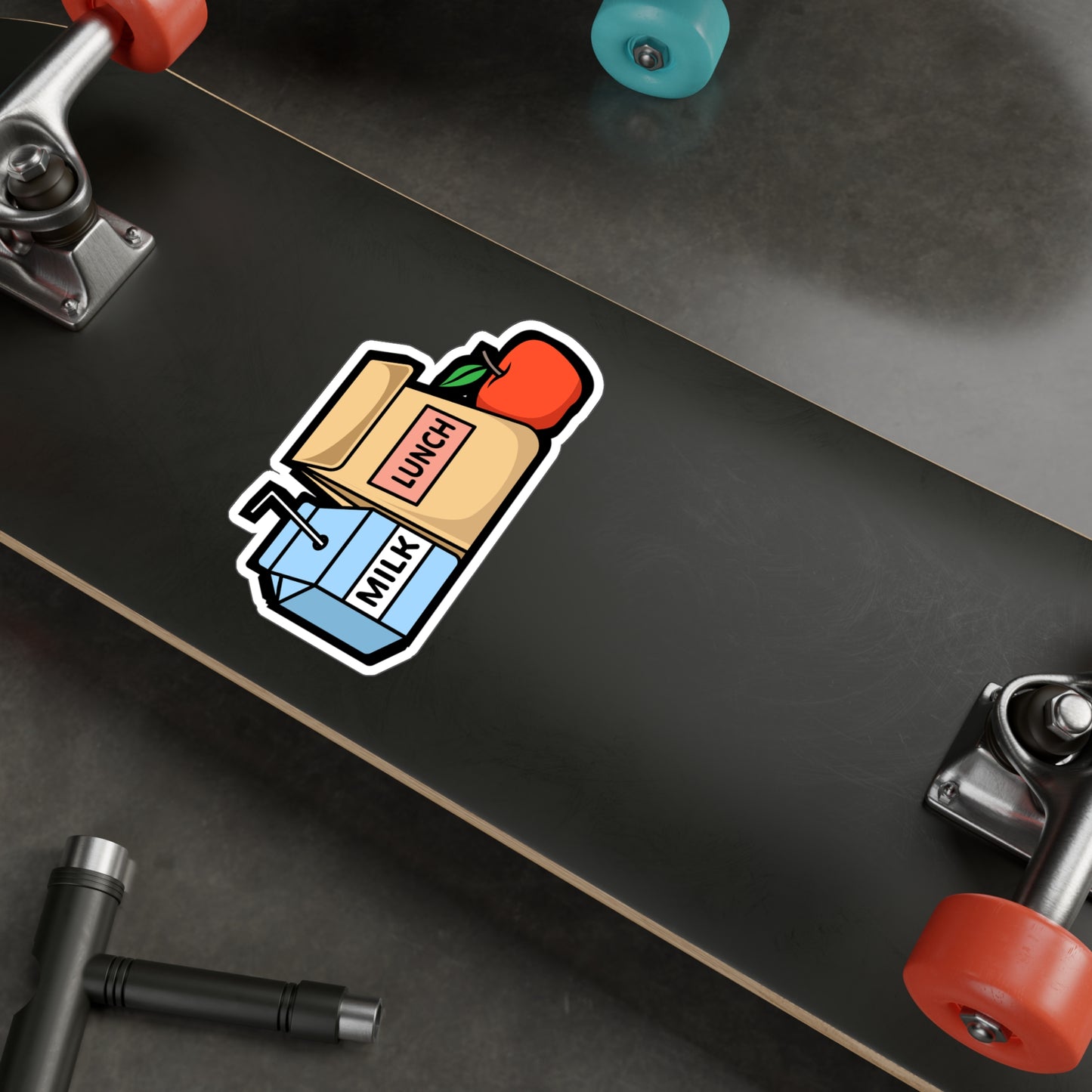 Lunch Milk Apple - Cafeteria Sticker for Laptop Sticker. Water Bottle Sticker, Vinyl Feeding Decal - Cafeteria Gift