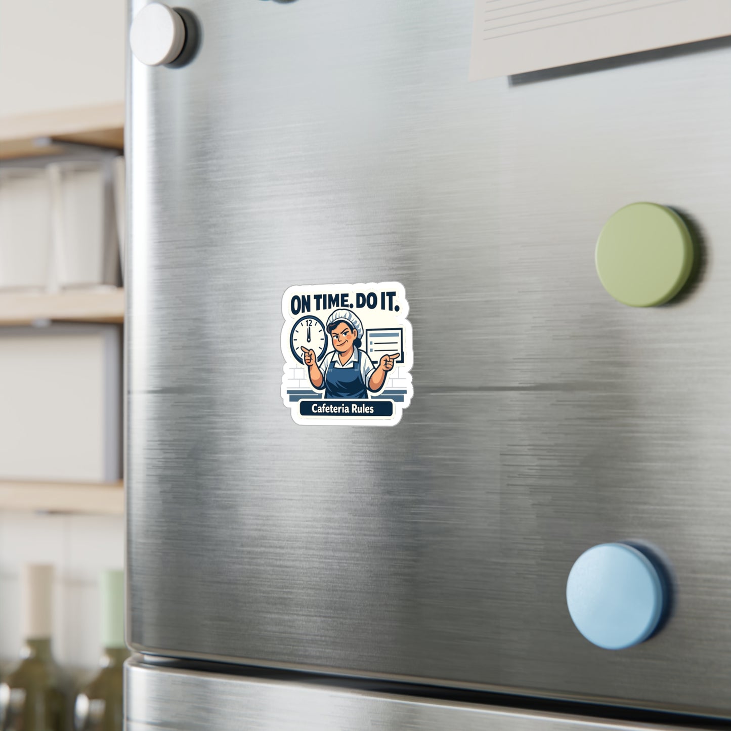 Lunch Lady Sticker On Time. Do It. Funny School Canteen Staff Waterproof Vinyl sticker Decals for Laptop, Water Bottle