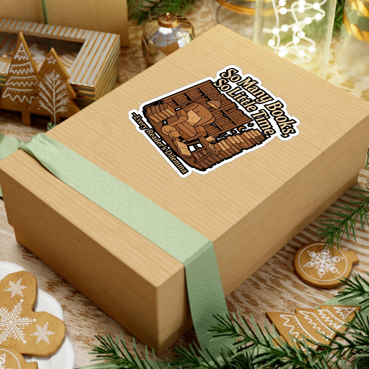 Reading Sticker – "So Many Books, So Little Time" Books & Literature Vinyl Decals, Waterproof for Laptop, Water Bottle