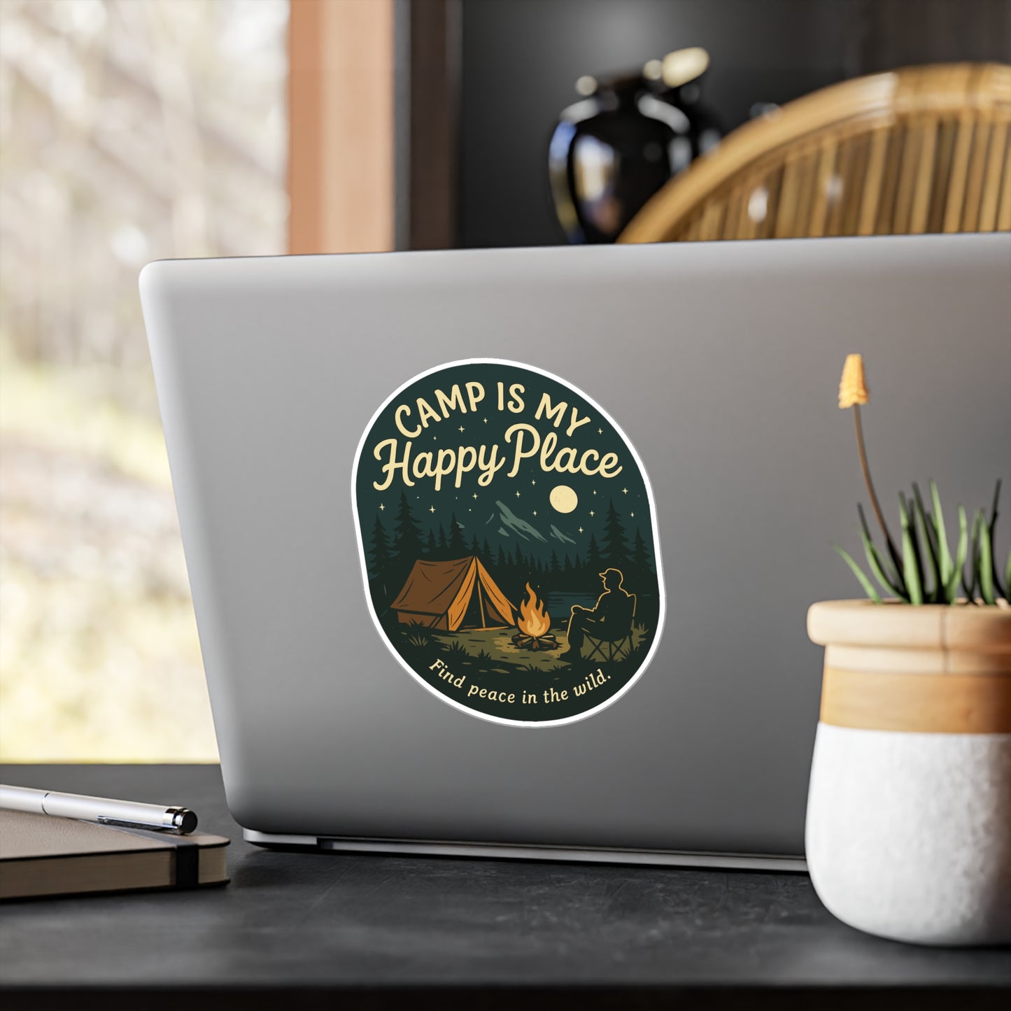 Camp Is My Happy Place – Camping Sticker for Water Bottles, Laptops, Outdoor Lovers – Gift for Campers & Nature Enthusiasts