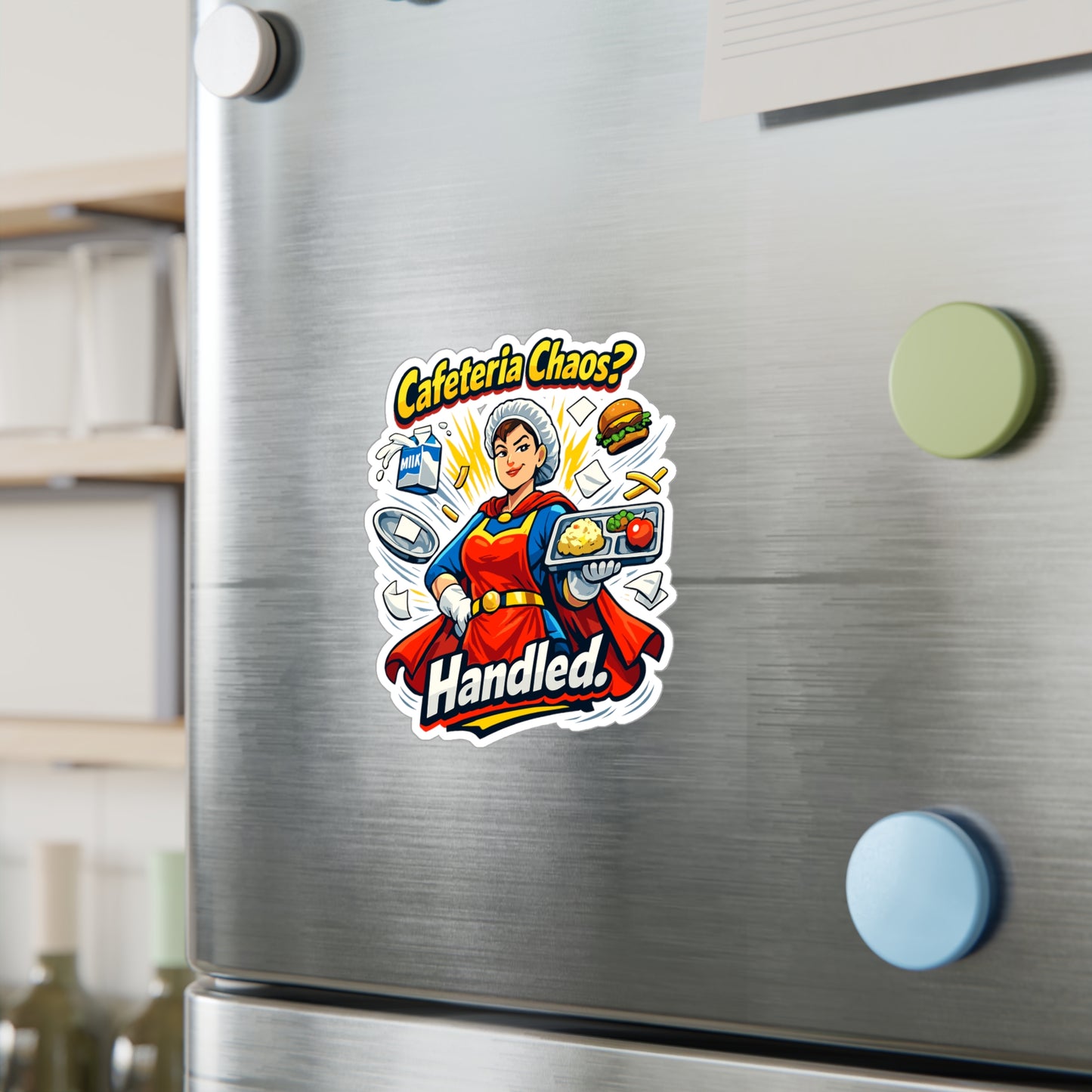 Lunch Lady Sticker Cafeteria Chaos? Handled Funny School Canteen Design, Waterproof Vinyl decals for Laptop, Water Bottle