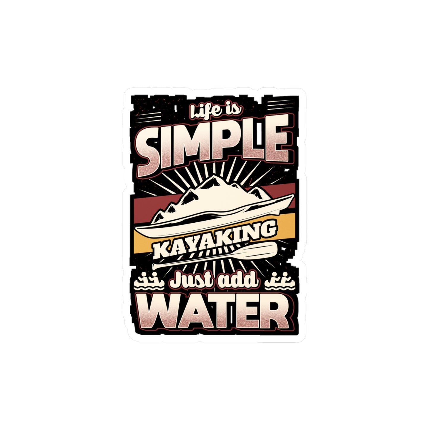 Simple water Kayaking - Kayaking Sticker for Laptop Sticker. Water Bottle Sticker, Vinyl Kayak Decal - Kayaking Gift