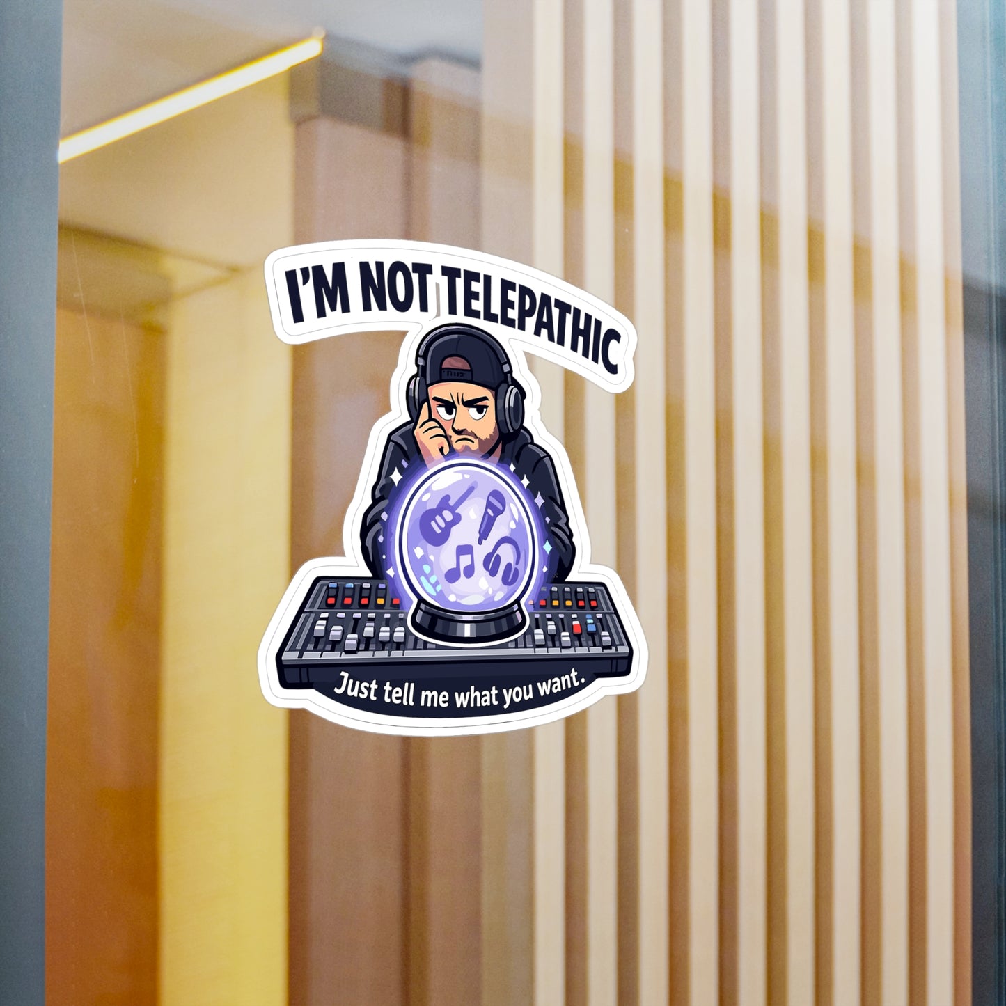 Audio Engineer Sticker I’m Not Telepathic Funny Sound Engineer Decals Waterproof Vinyl for Laptop Water Bottle Monitor Audio Technician