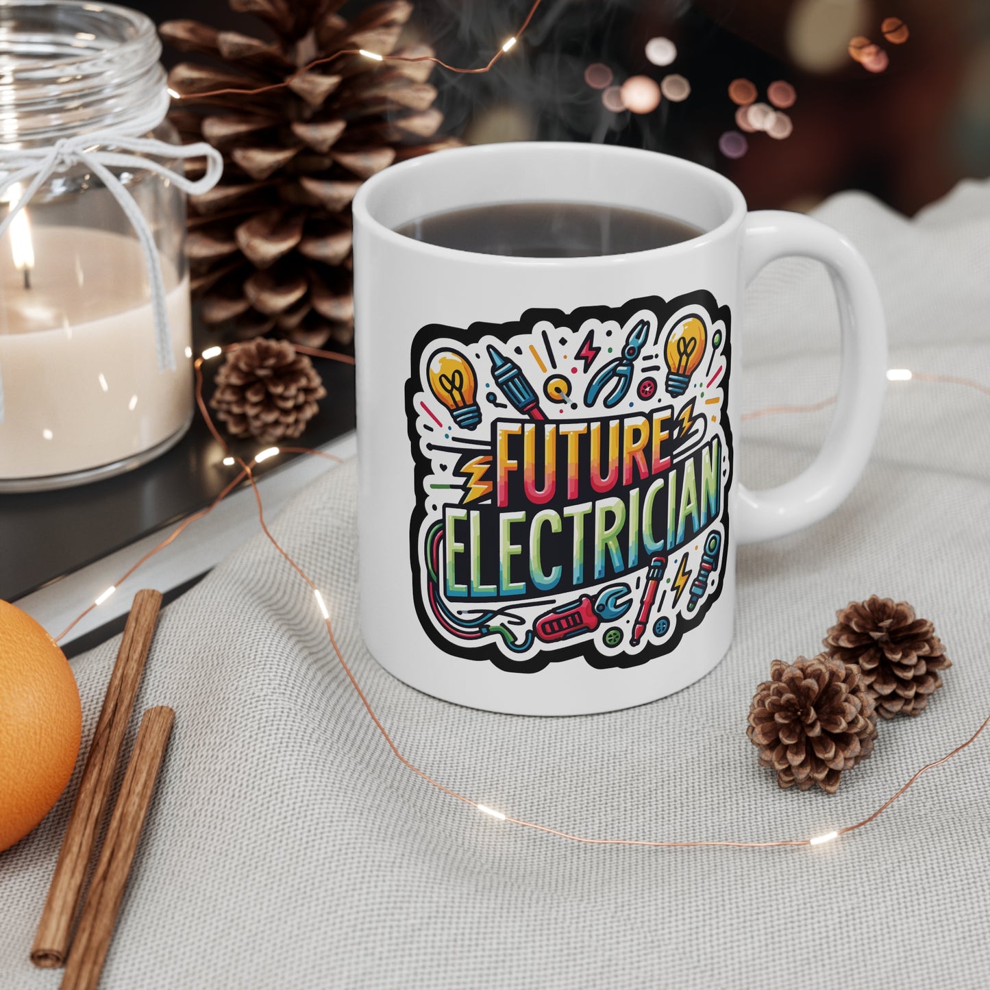 Future Electrician - Electrician Mug for Coffee 11oz. Electrician Cup, White ceramic, Stripper Mug, Cable Tea Cup - Electrician Gift