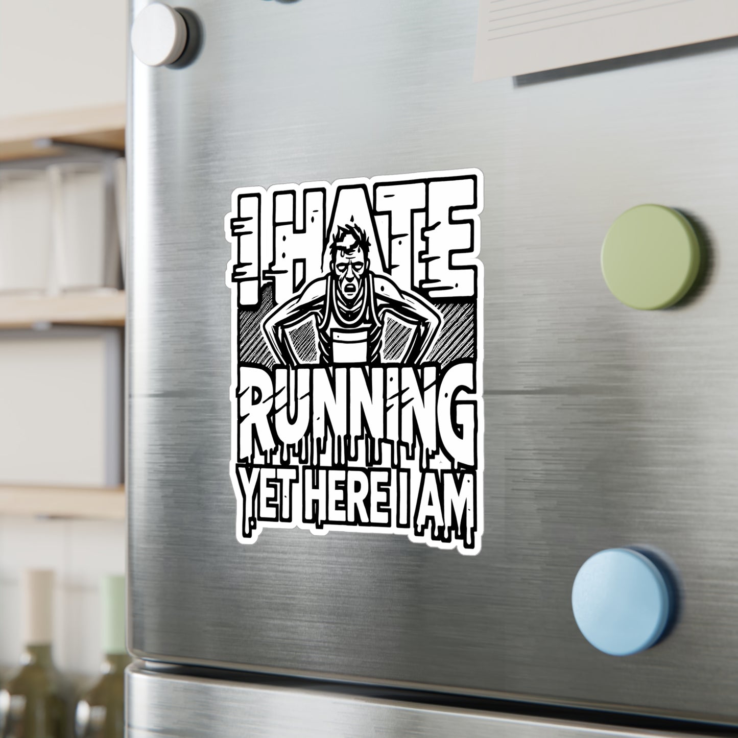 I Hate Running Yet Here I Am – Vinyl Running Sticker for Laptop or Water Bottle | Funny Runner Gift, Motivational Decal