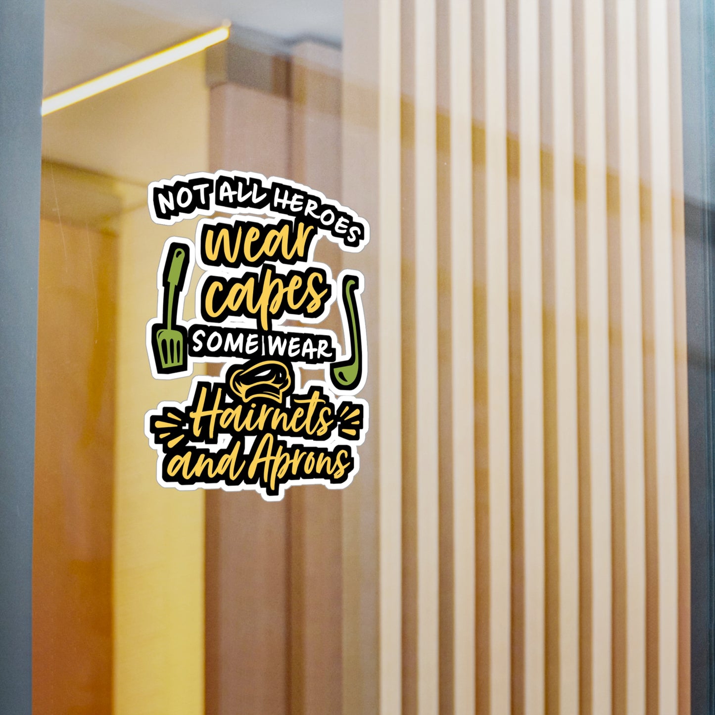 Not All Heroes Wear Capes Some Wear Hairnet And Aprons | Lunch lady Sticker | Lunch Decals | Lunch lady Gift