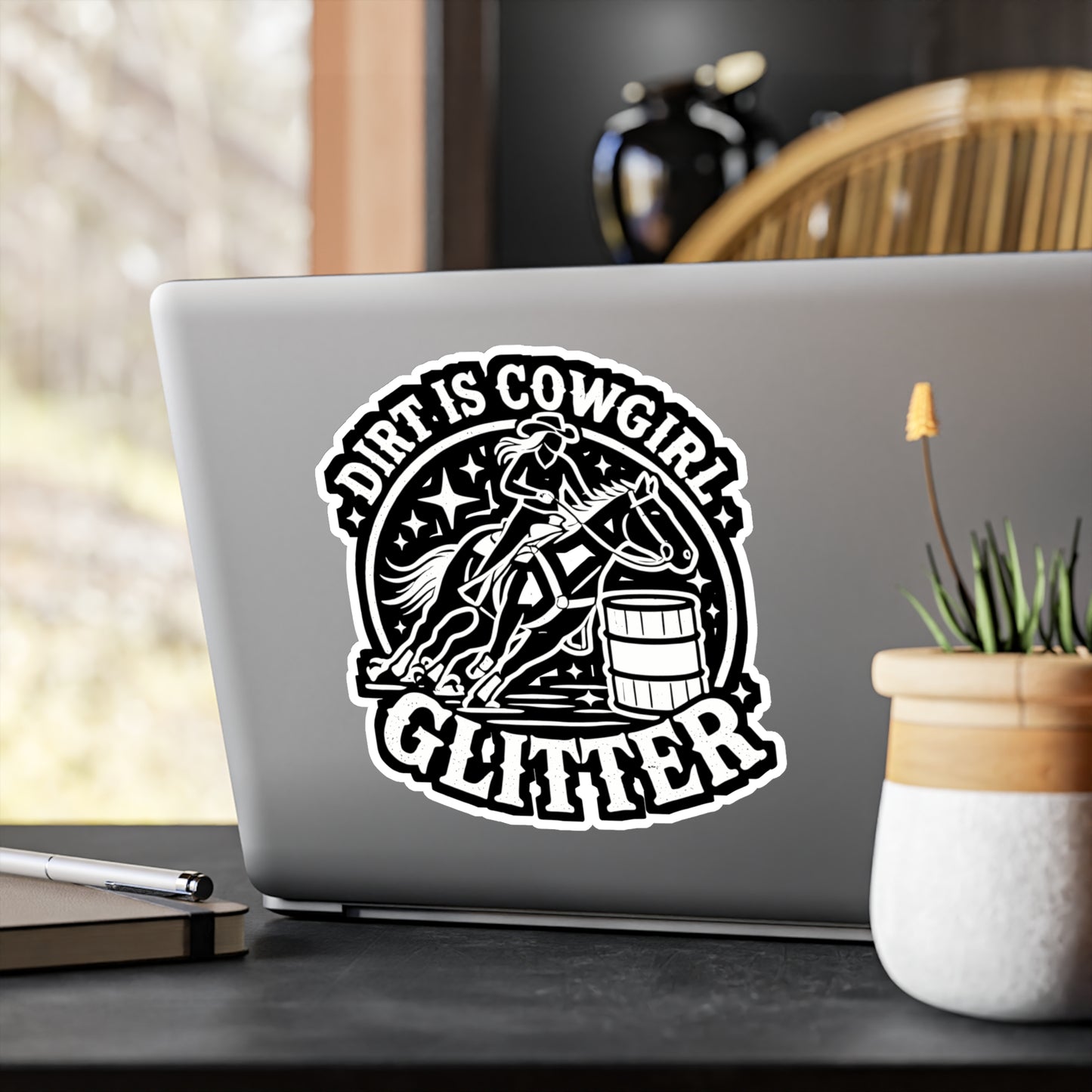 Dirt Is Cowgirl Glitter - Barrel-racing Sticker for Laptop Sticker. Water Bottle Sticker, Vinyl Horse Decal - Barrel-racing Gift