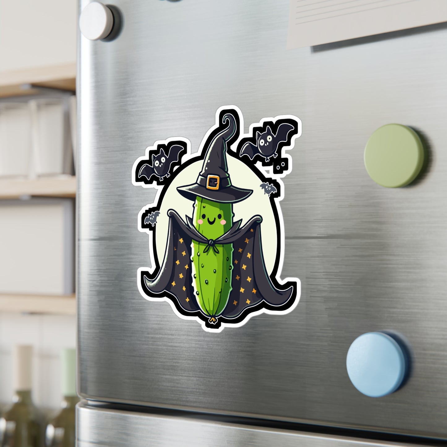 Halloween Witch Costume Cucumber Funny - Halloween Sticker for Laptop Sticker. Water Bottle Sticker, Vinyl Cucumber Decal - Halloween Gift