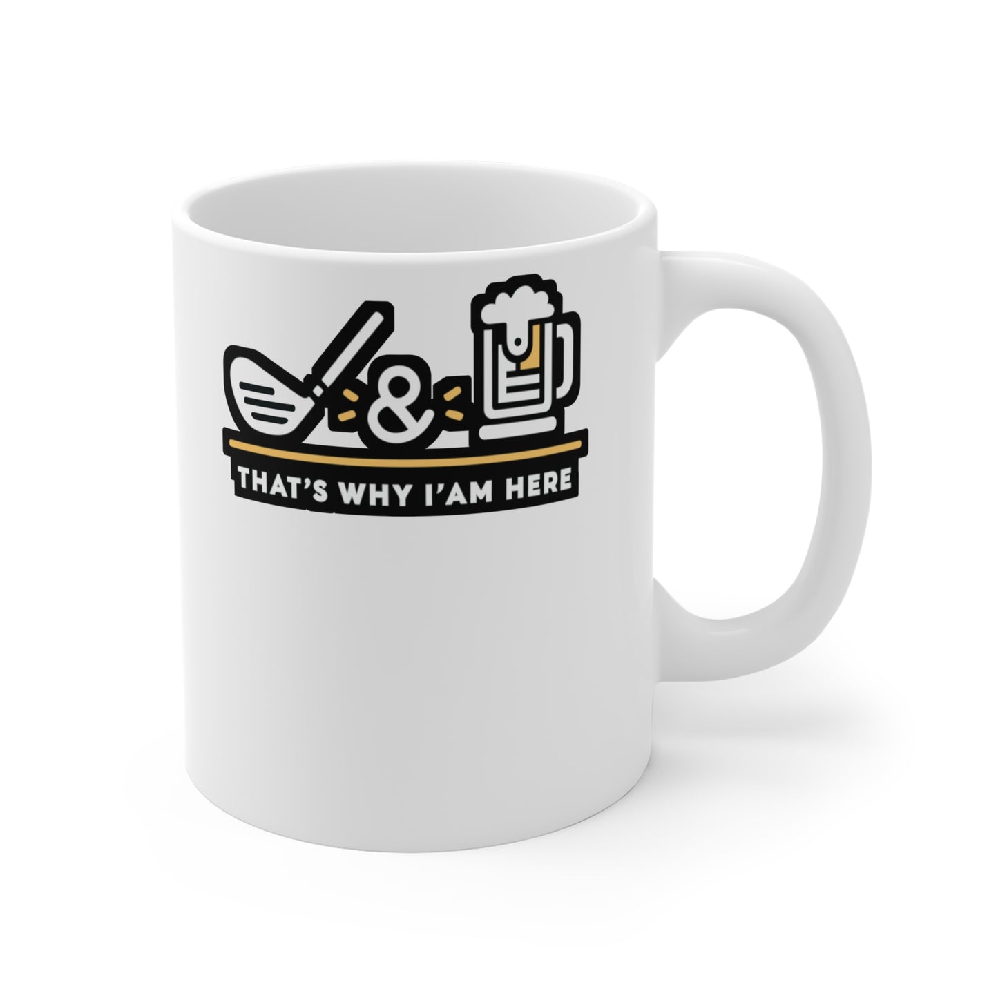 Golf and Beer That's Why I'm Here - Golf Mug for Coffee 11oz. Golf Cup, White ceramic, Golfer Mug, Hole Tea Cup - Golf Gift