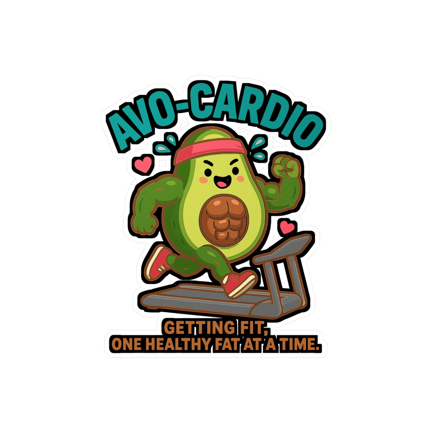 Avo-Cardio - gym avocado Sticker for Water Bottle, Laptop - Funny Fitness Gift for Workout Lovers, Gym Enthusiasts