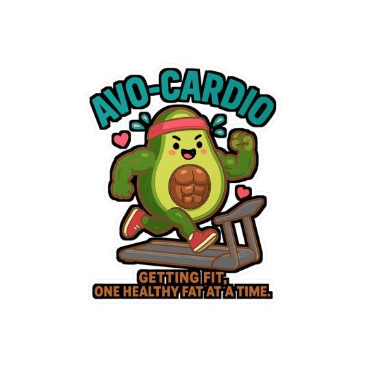 Avo-Cardio - gym avocado Sticker for Water Bottle, Laptop - Funny Fitness Gift for Workout Lovers, Gym Enthusiasts