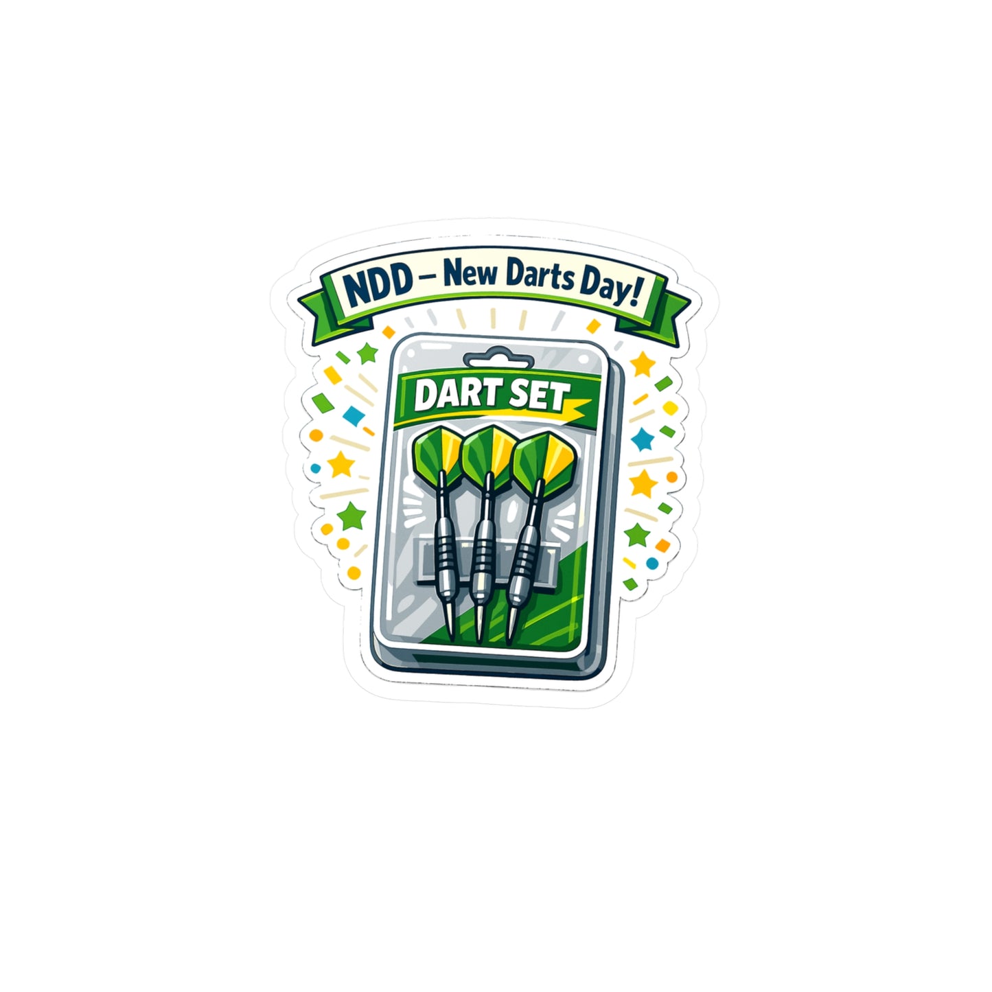 Dart Sticker NDD – New Darts Day! Funny Drinking Team Design, Vinyl Waterproof Decals for Laptop, Water Bottle, Dartboard Arrow Fans