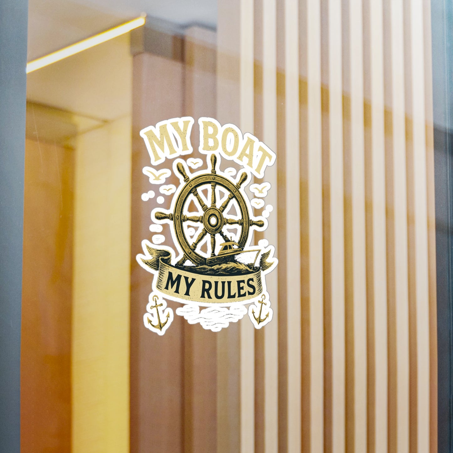 Boating Sticker - "My Boat My Rules" Decals for Sailor or Captain, Waterproof Vinyl for Boat, Laptop, Water Bottle, Nautical Gift