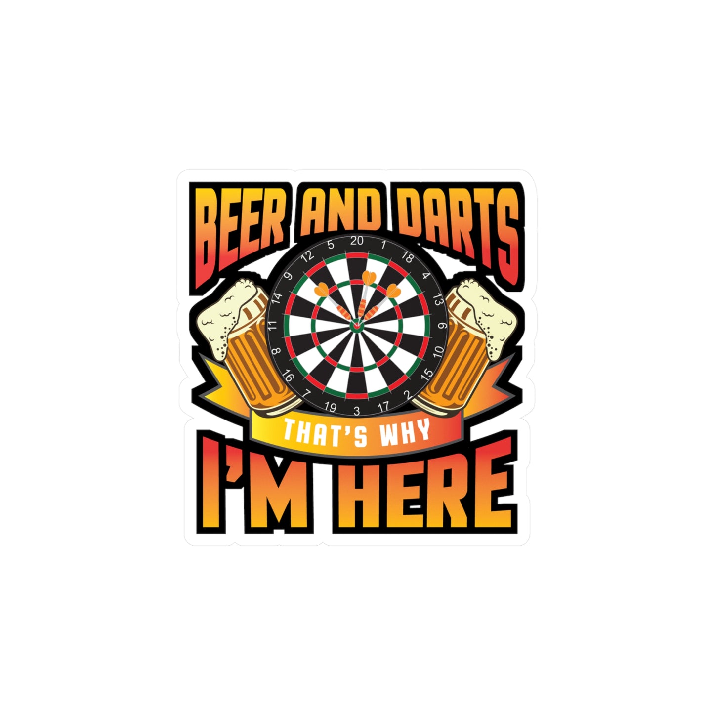 Beer and Darts - Dart Sticker for Car Window Laptop Sticker. Water Bottle Sticker, Vinyl Darts Decal, Dart player Sticker - Dart Gift