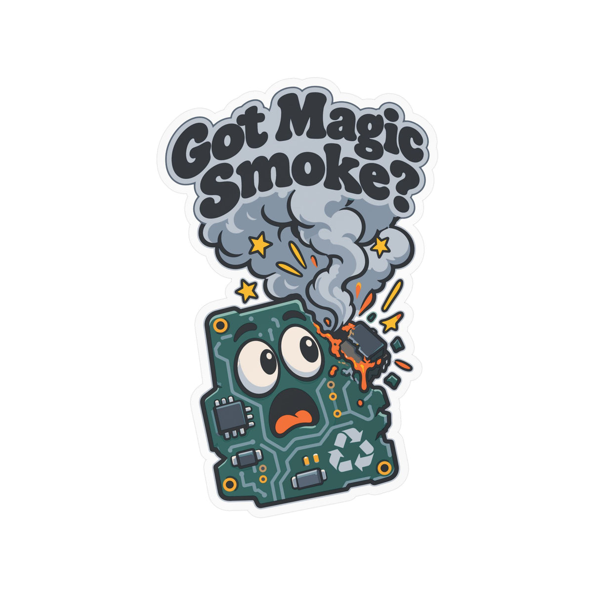 Upcycling Sticker Got Magic Smoke – Art Decals for Laptop and Water Bottle, Celebrating Recycling and Sustainability
