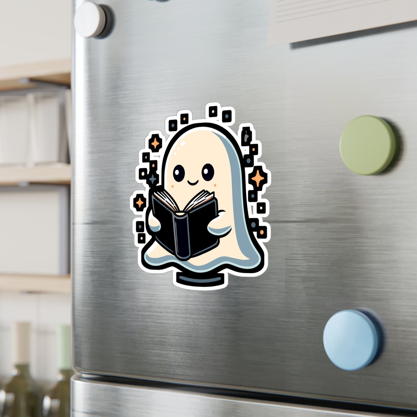 Bookworm Halloween Ghost - Ghost Sticker for Car Window Laptop Sticker. Water Bottle Sticker, Vinyl Spooky Decal, Boo Sticker - Ghost Gift