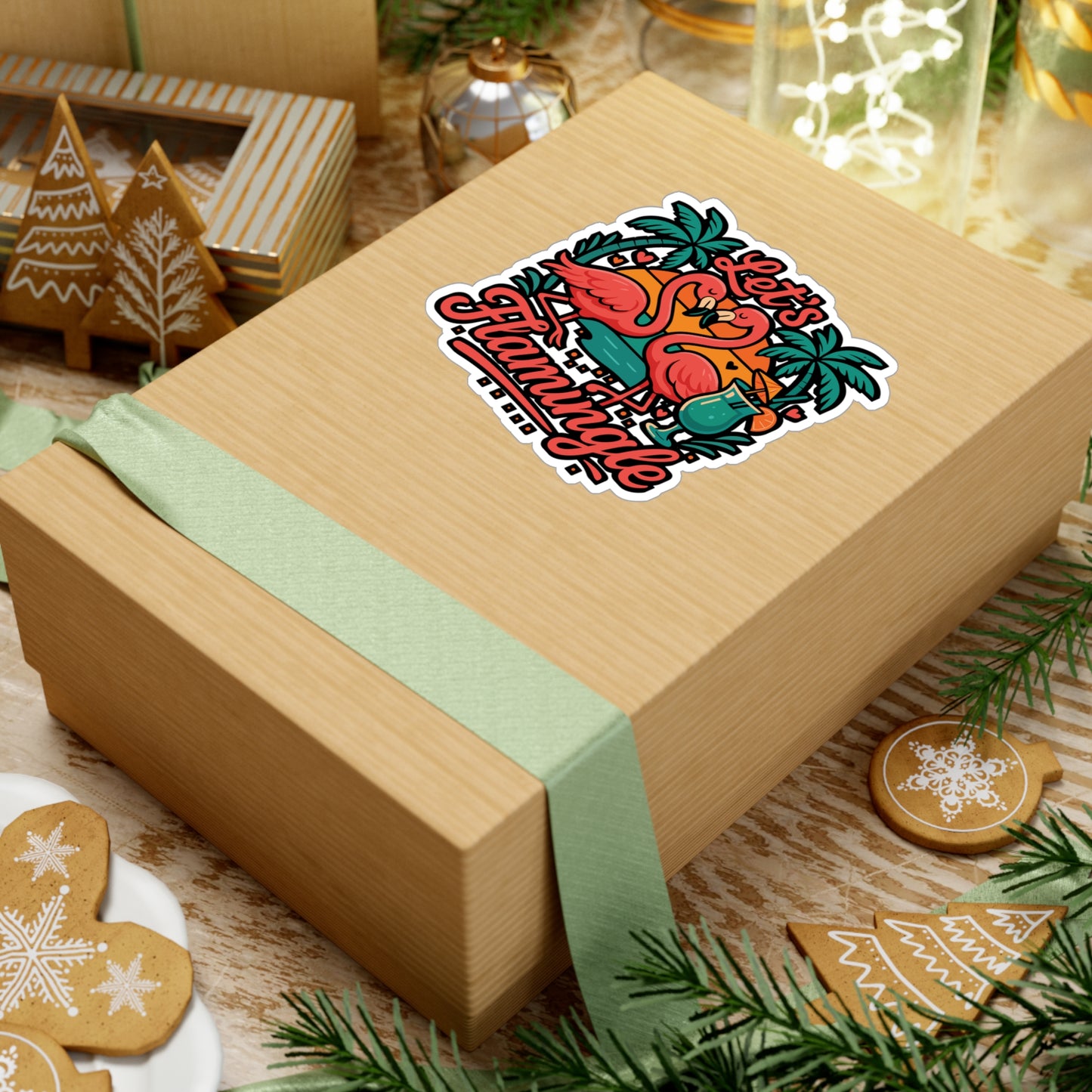 Let's Flamingle - Flamingo Sticker for Laptop, Water Bottle, Girls, Teens, Gift