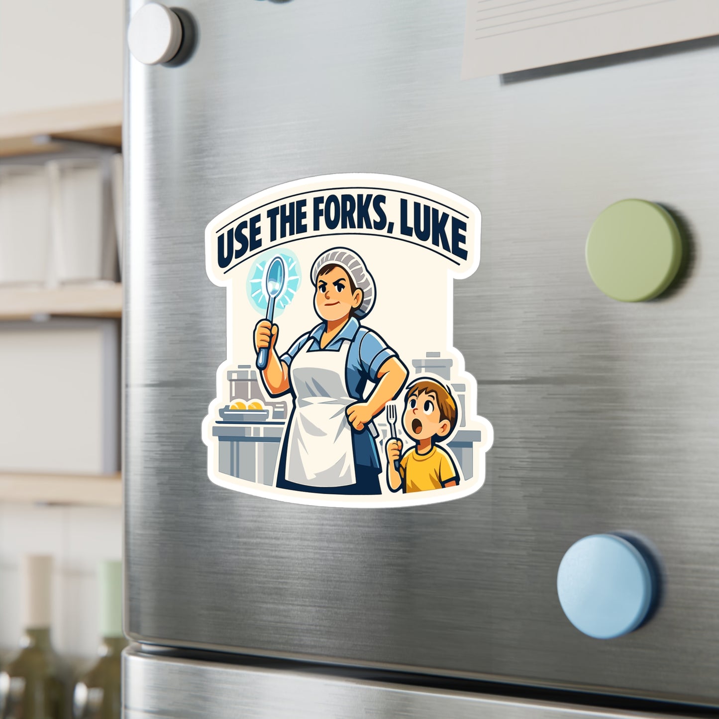 Lunch Lady Sticker Use the Forks, Luke Funny School Canteen Vinyl Waterproof sticker decals for Laptop Water Bottle