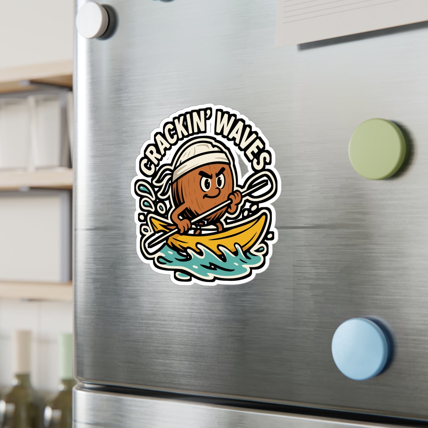 Crackin’ waves - Kayak Sticker for Water Bottle, Laptop – Outdoor Adventure Gift for Kayakers & Paddlers