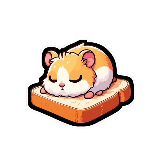 Hamster Sleeping on Toast - Hamster Sticker for Laptop Sticker. Water Bottle Sticker, Vinyl Toast Decal - Hamster Gift