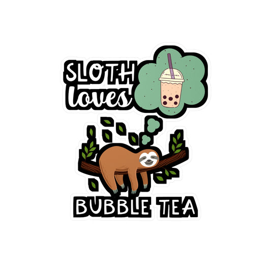 Sloth Loves Bubble Tea - Tea Sticker for Car Window Laptop Sticker. Water Bottle Sticker, Vinyl Chai Decal, Organic Sticker - Tea Gift