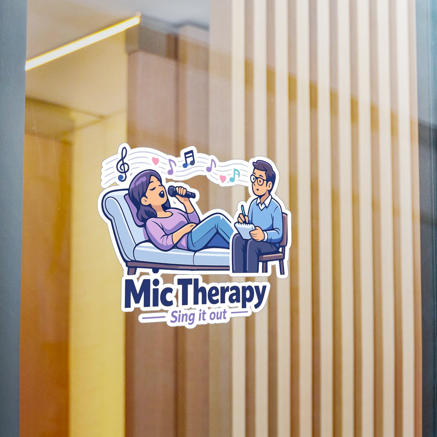 Karaoke Sticker Mic Therapy Music Humor Vinyl Waterproof Decals for Laptop Water Bottle Fun Beer Booze Party