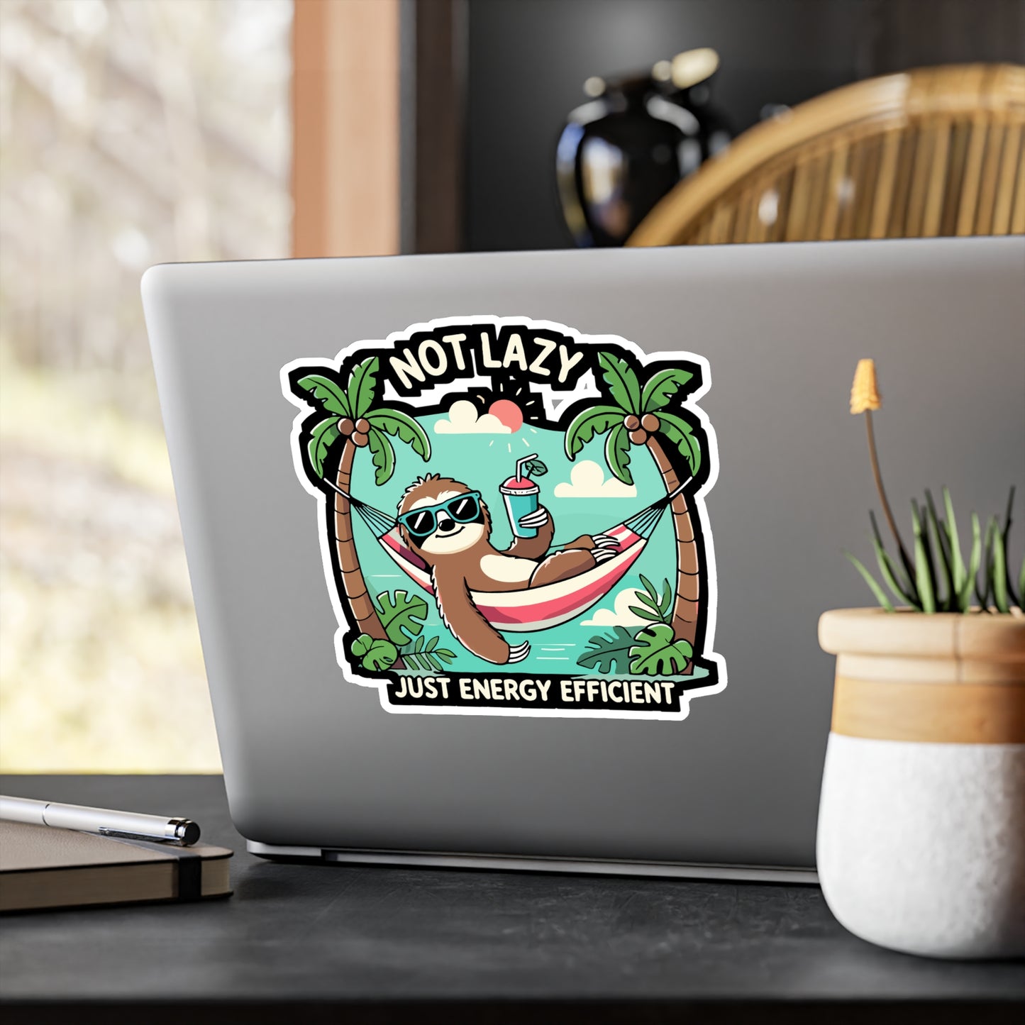 Not Lazy, Just Energy Efficient - Lazy humor Sticker for Laptop Sticker. Water Bottle Sticker, Vinyl Energy efficient Decal - Lazy humor Gift