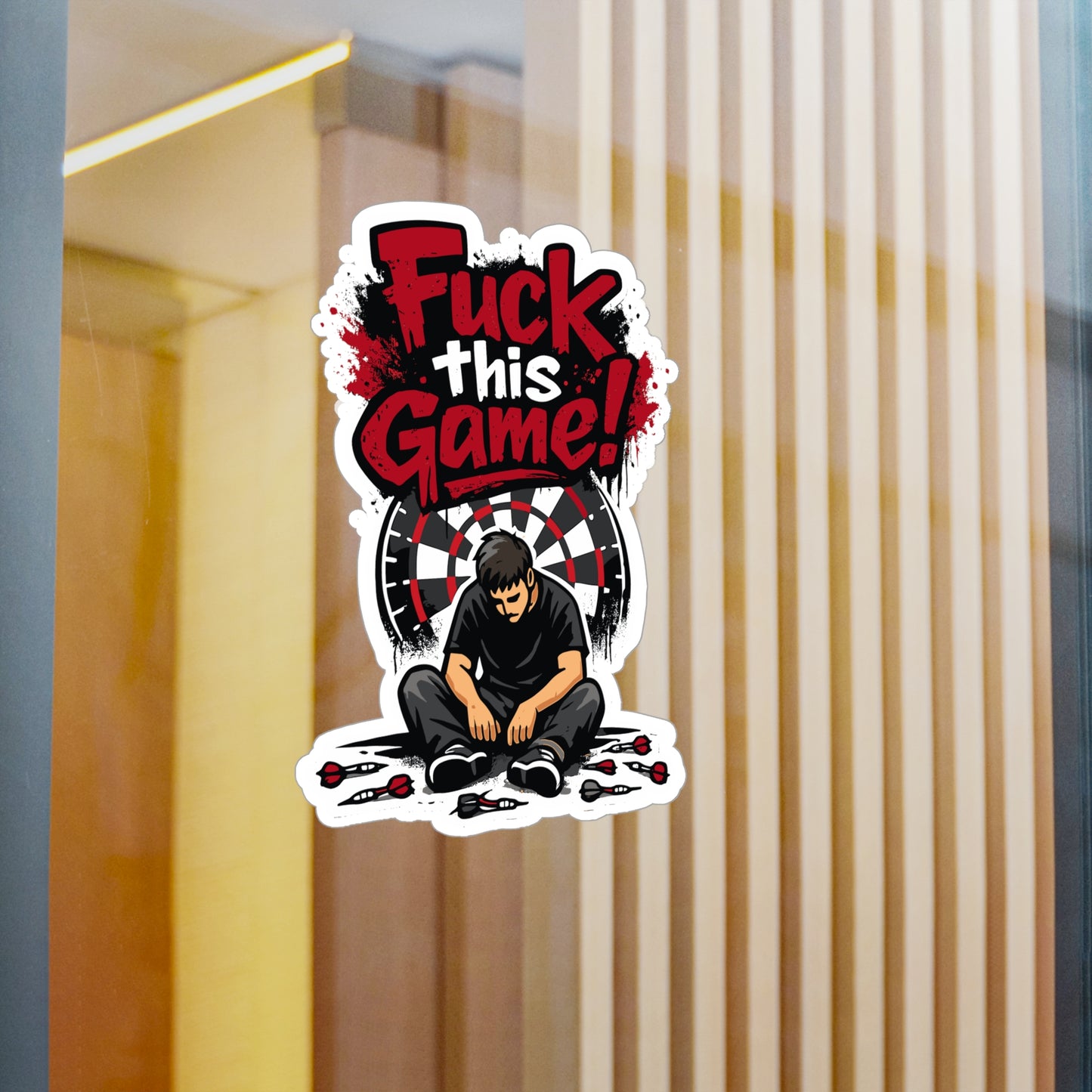 Dart Sticker "Fuck this game!" Funny Dartboard Drinking Team Vinyl Sticker Decals Waterproof for Laptop Water Bottle