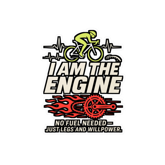 I Am The Engine – Cycling Sticker for Car, Laptop, or Water Bottle | Vinyl Cyclist Decal, Funny Bicycling Gift
