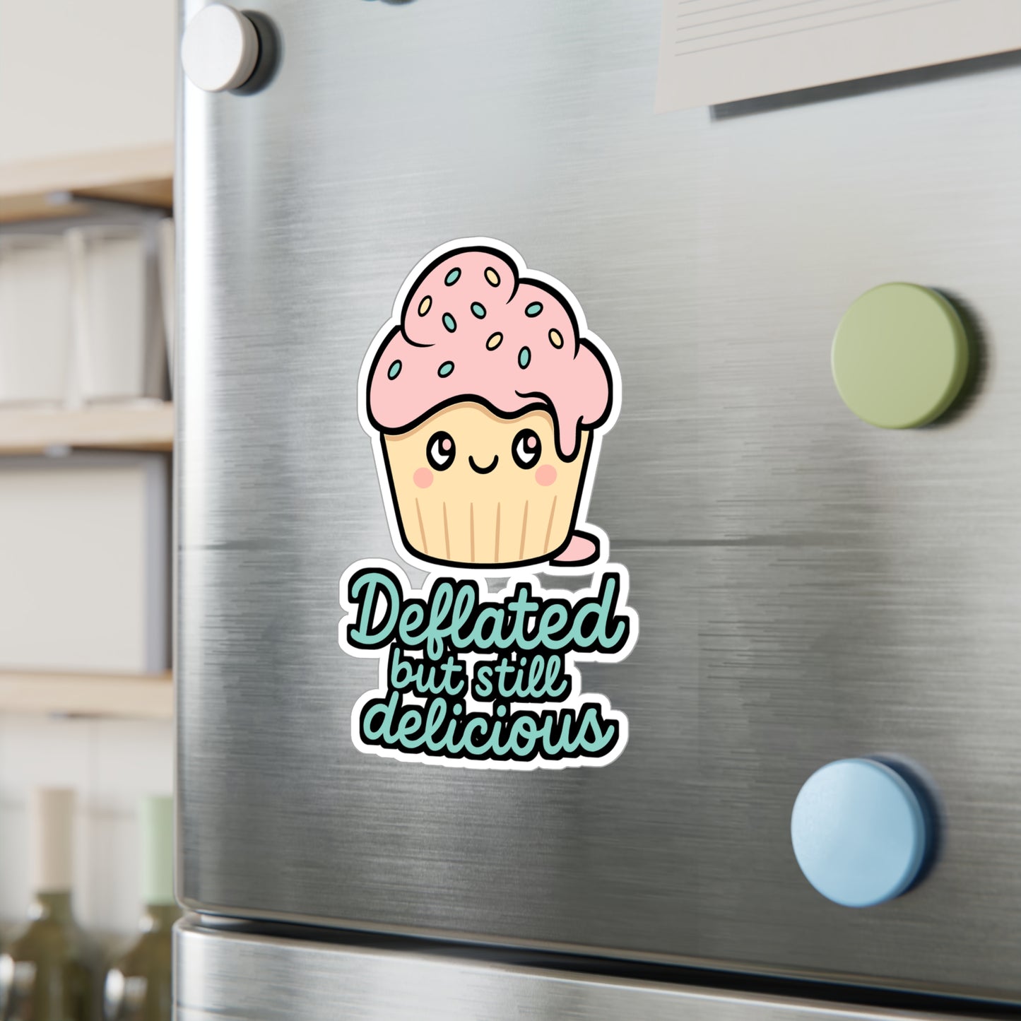 Cupcake Sticker – Deflated But Still Delicious Decals for Laptop, Water Bottle – Sweet Vinyl, Waterproof Cupcake Design