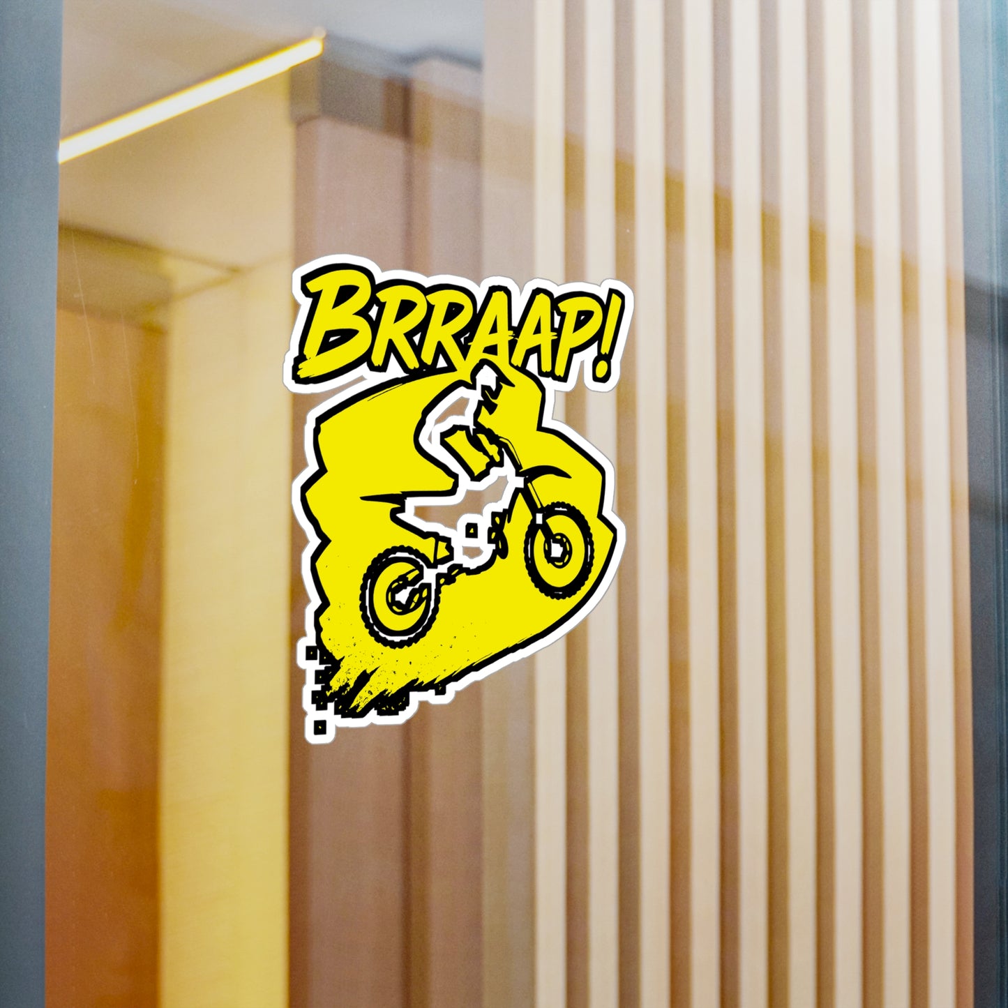 Motorcycle Sticker – "Brraap!" Dirtbike Motocross Racing Vinyl Decals for Laptop, Water Bottle – Waterproof & Durable