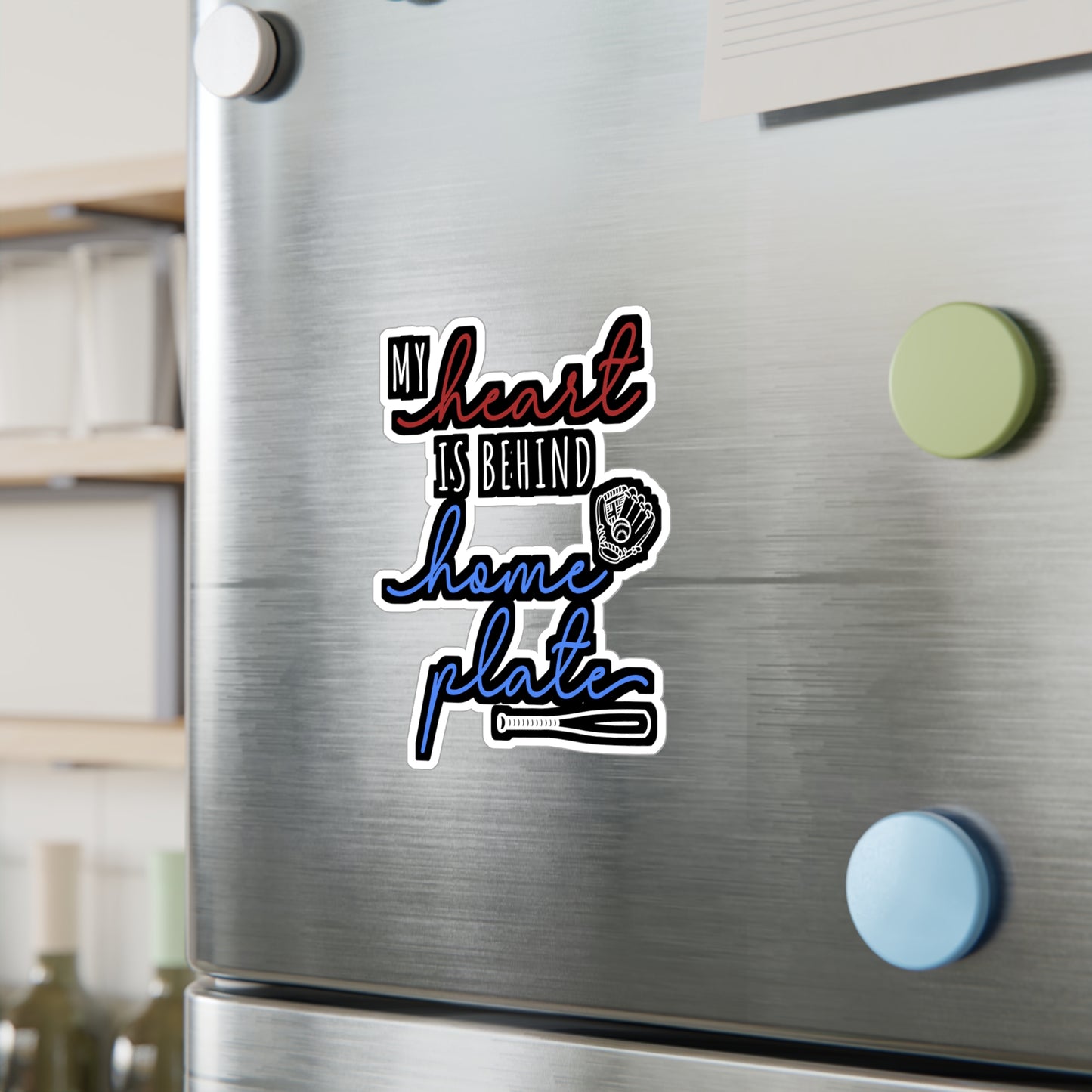 My Heart Is Behind Home Plate - Baseball Sticker for Laptop Sticker. Water Bottle Sticker, Vinyl Softball Decal - Baseball Gift