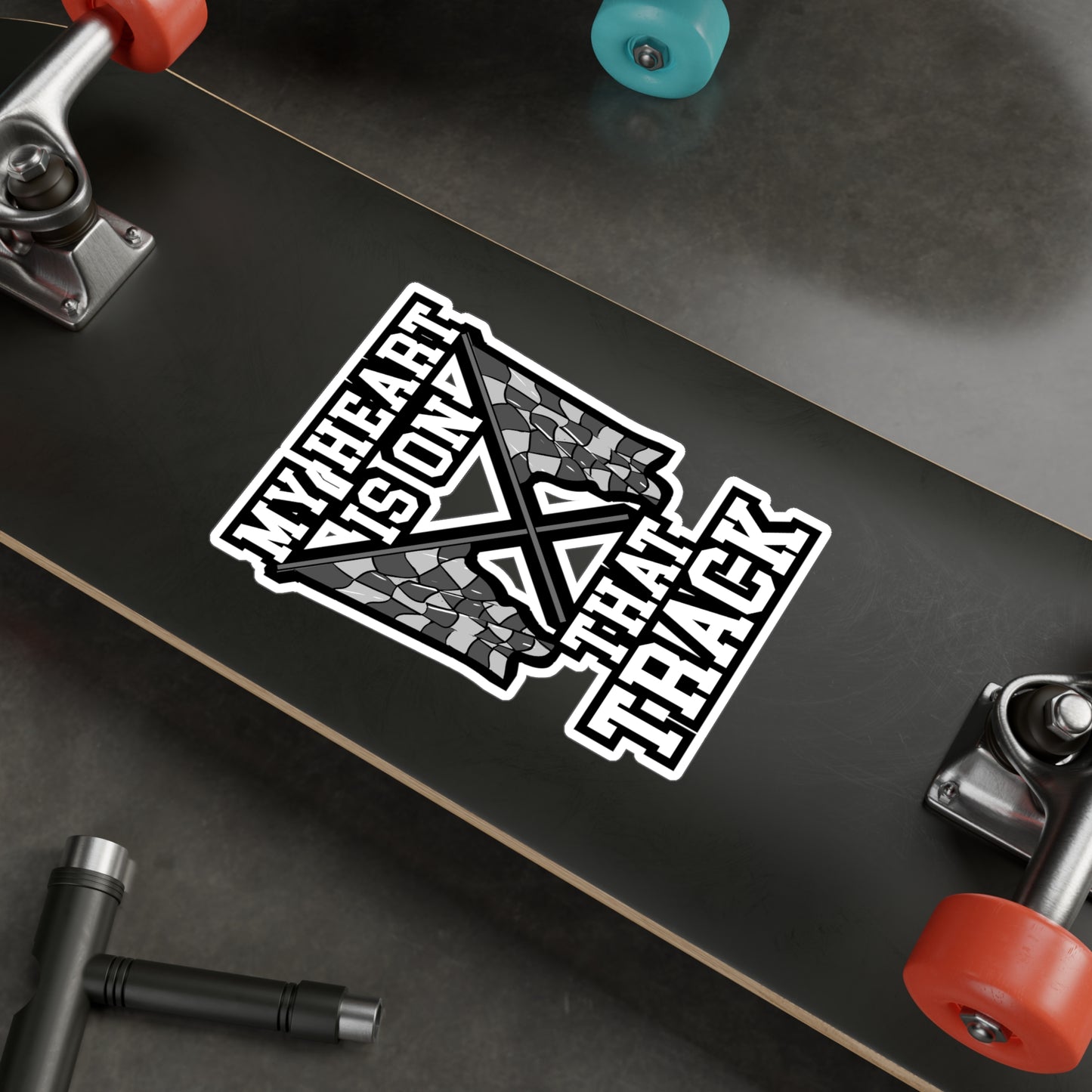 My Heart Is On That Track - Cone Sticker for Laptop Sticker. Water Bottle Sticker, Vinyl Car-racing Decal - Cone Gift