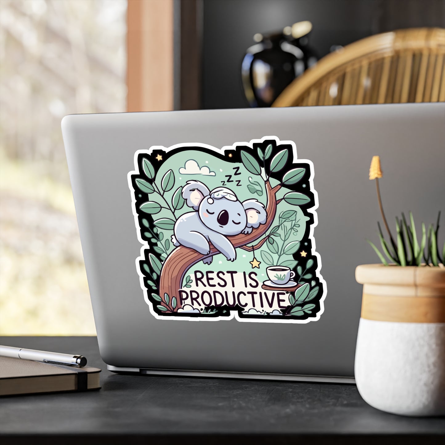Rest is Productive - Self-care Sticker for Laptop Sticker. Water Bottle Sticker, Vinyl Relaxation art Decal - Self-care Gift