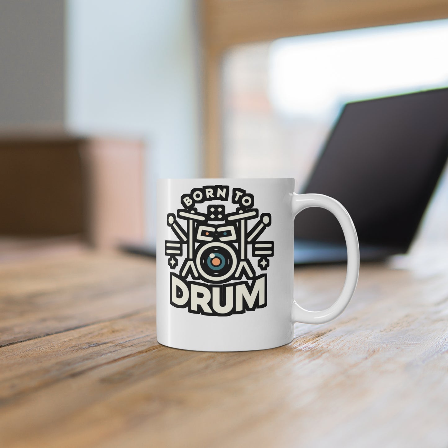 Born to drum - Audio-engineer Mug for Coffee 11oz. Audio-engineer Cup, White ceramic, Monitor Mug - Audio-engineer Gift