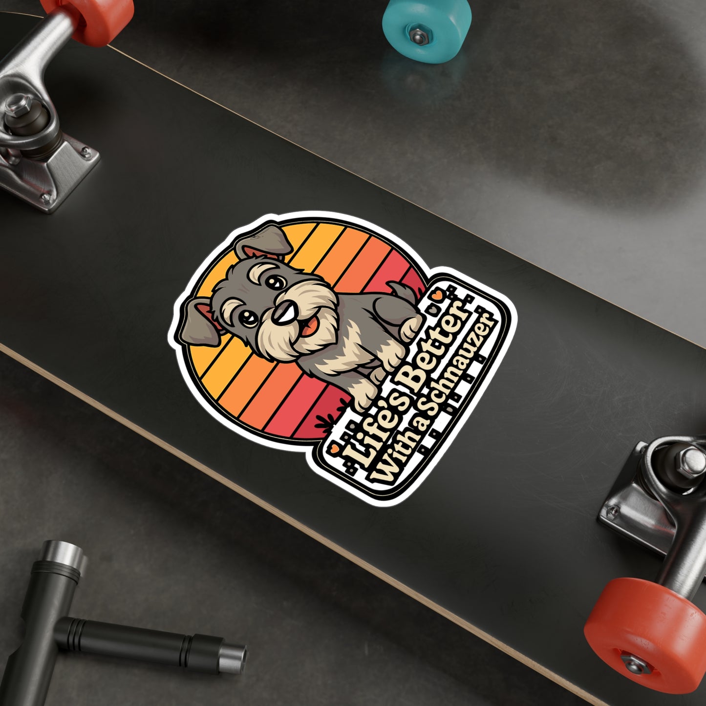 Schnauzer Sticker – "Life's Better With A Schnauzer" Decals, Loyal Pawprint Vinyl Decor for Laptop, Water Bottle, Waterproof