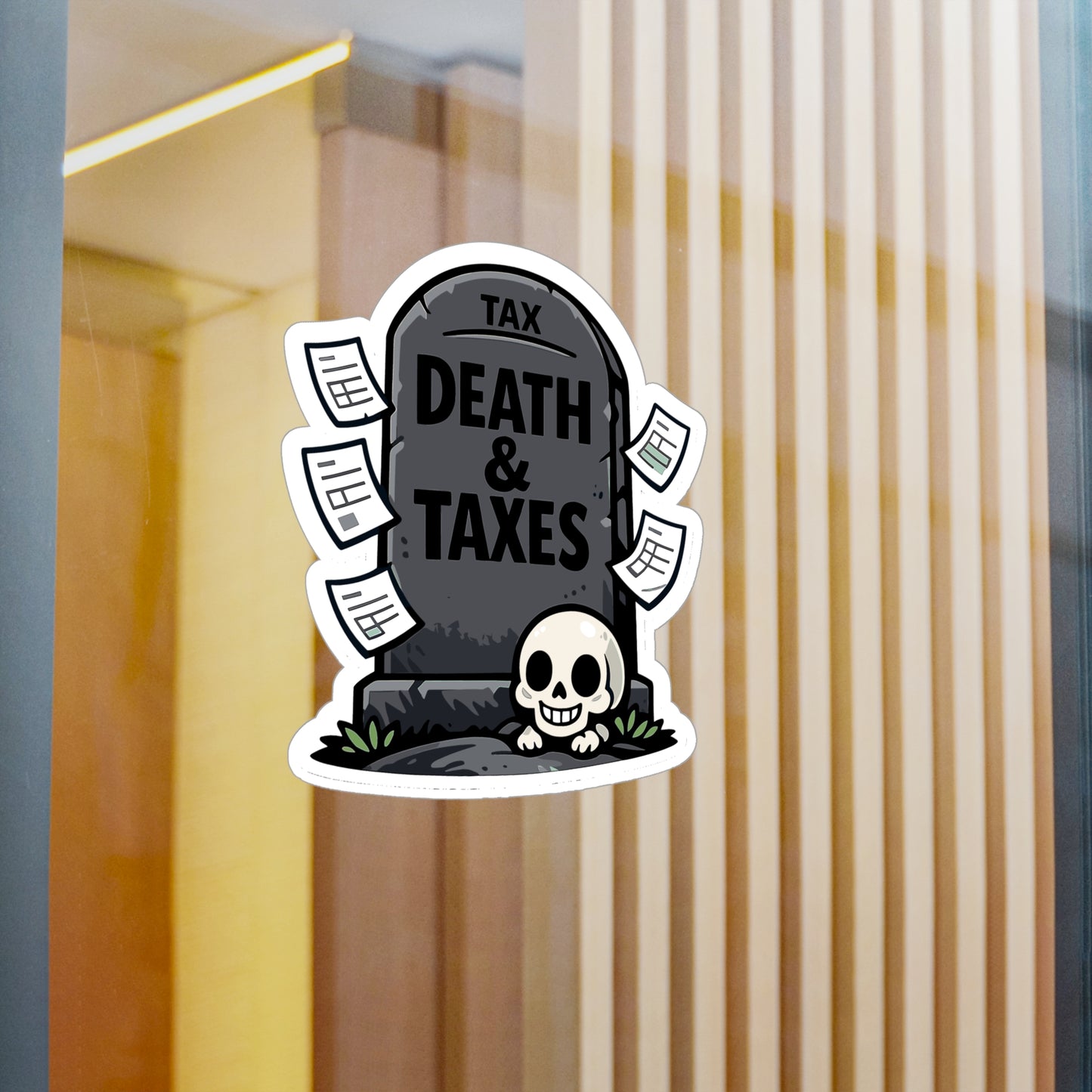 Accountant Sticker Death & Taxes Funny Balance Spreadsheet Amortization Vinyl Waterproof sticker decals for Laptop Water Bottle