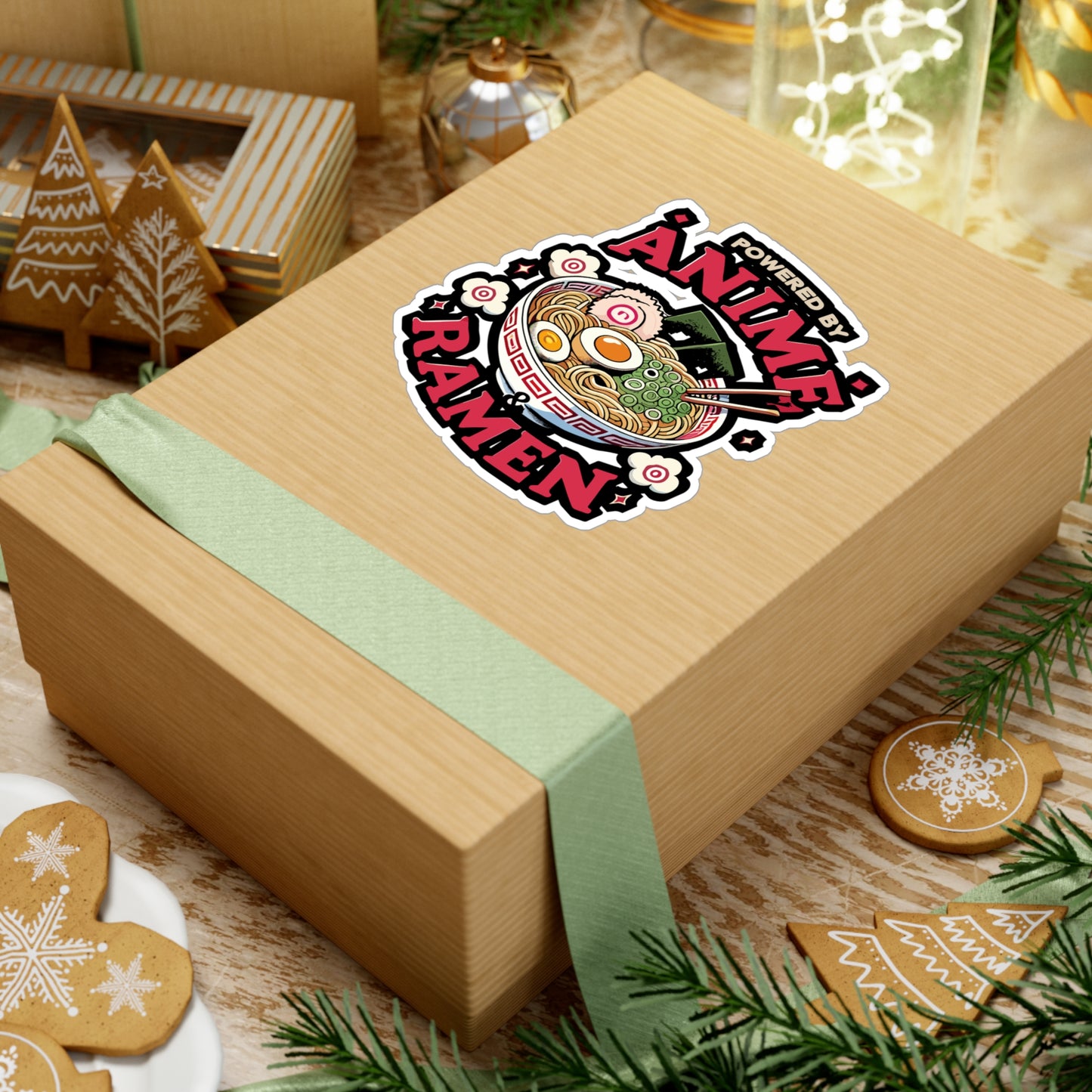 Powered by Anime & Ramen - Anime Sticker for Laptop Sticker. Water Bottle Sticker, Vinyl Ramen Decal - Anime Gift