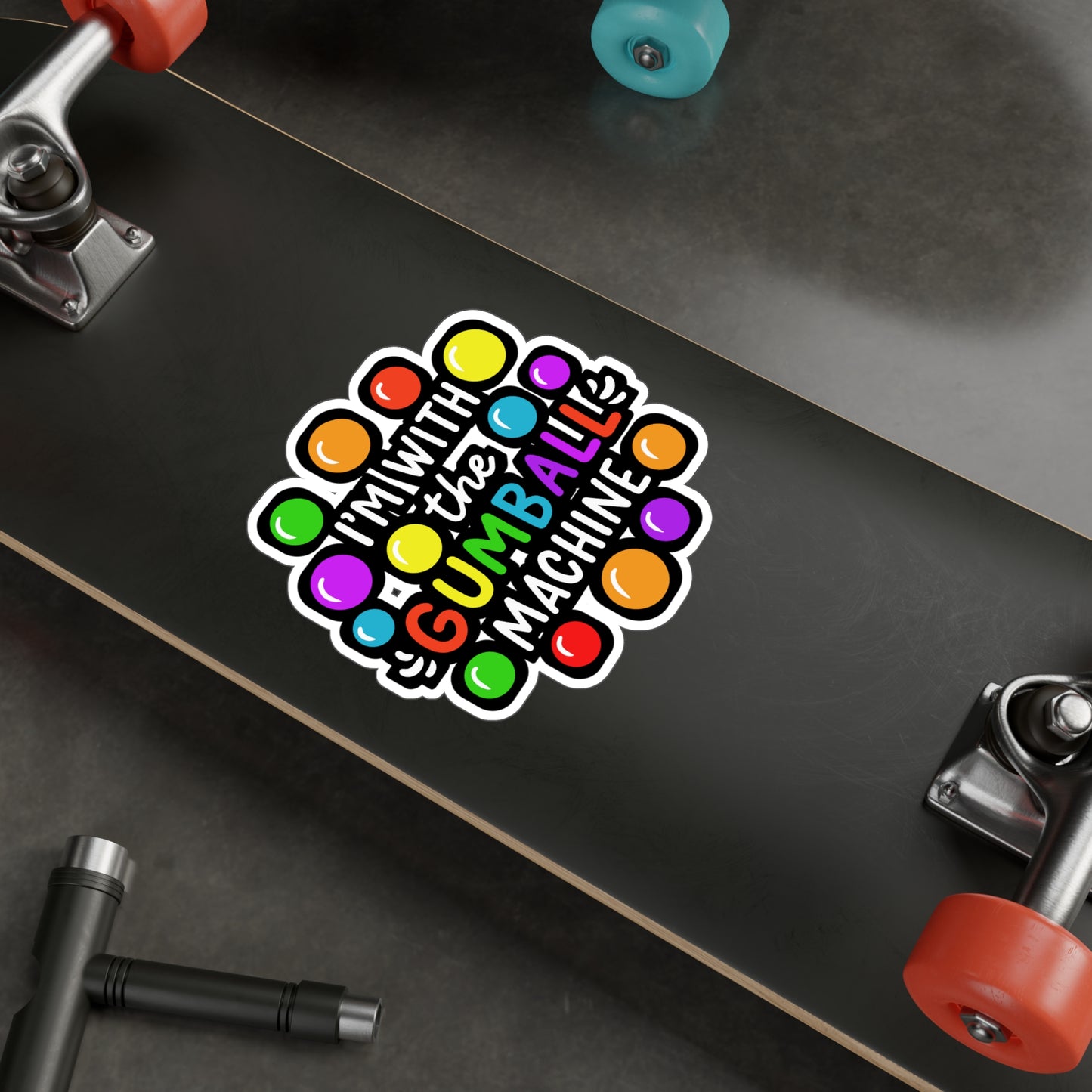 I'm With The Gumball Machine | Pinball Sticker | Retro Decals | Vintage Laptop Sticker | Pinball Gift | Retro Gift