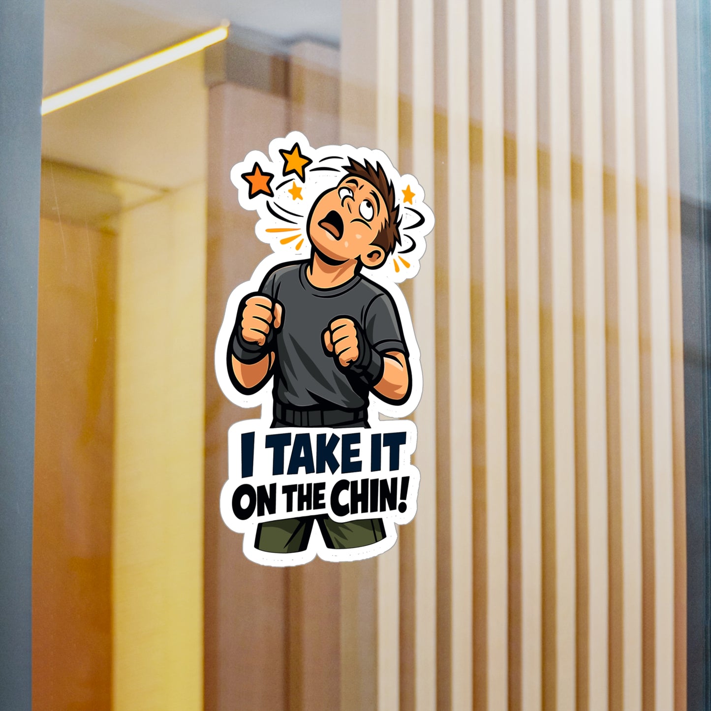 Krav Maga Sticker "I Take It on the Chin!" – Waterproof Vinyl decals for Laptop, Water Bottle, martial arts self defense fitness