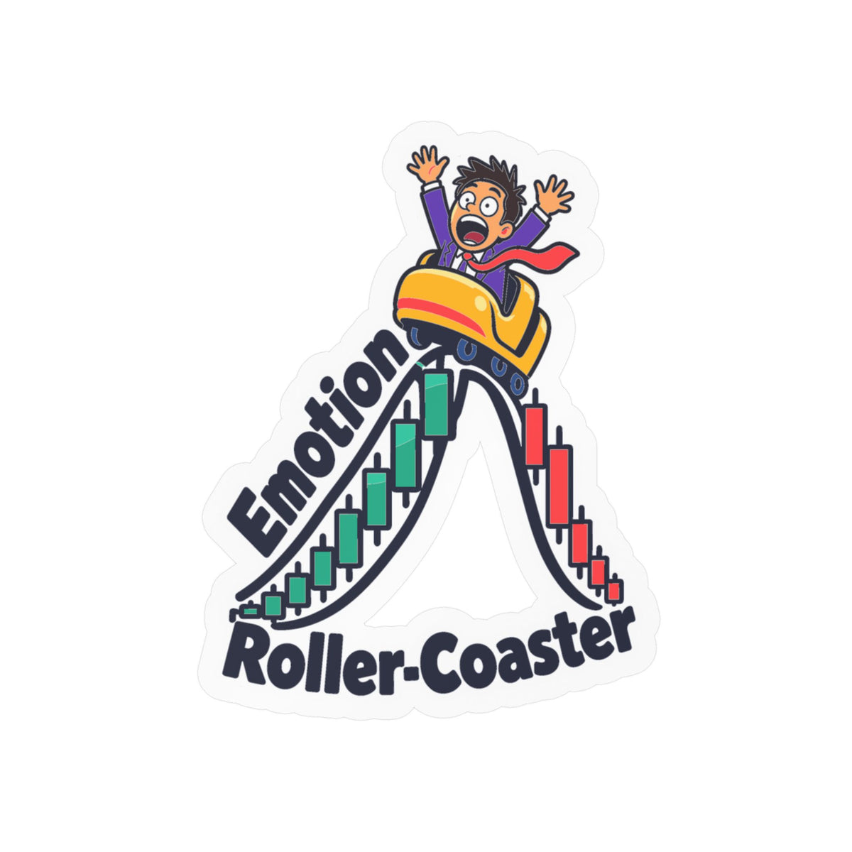 Day Trading Sticker - Emotion Roller-Coaster Design for the Stock Market and Forex Trader, Laptop and Water Bottle Decals