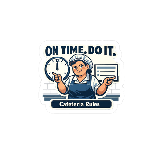 Lunch Lady Sticker On Time. Do It. Funny School Canteen Staff Waterproof Vinyl sticker Decals for Laptop, Water Bottle