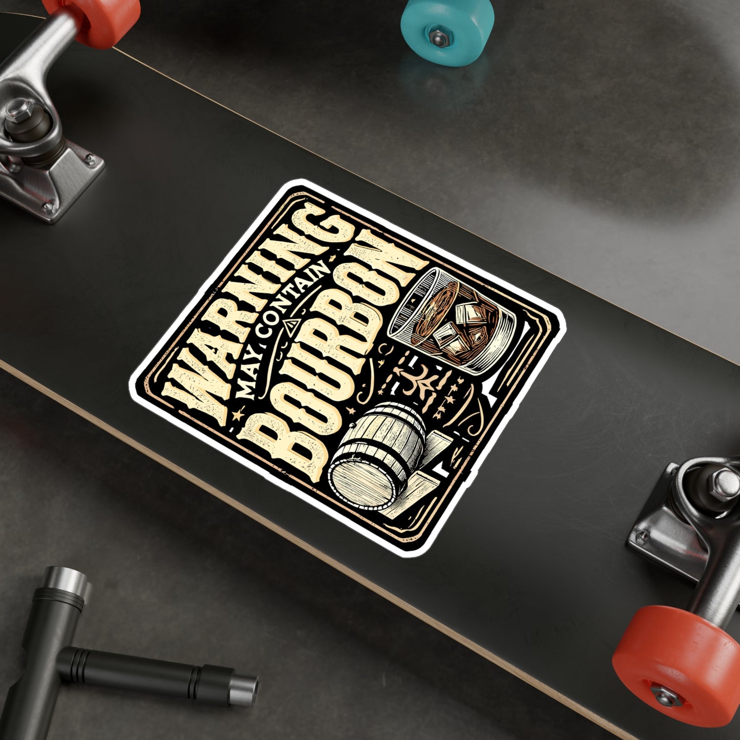 Warning May Contain Bourbon - Bourbon Sticker for Laptop Sticker. Water Bottle Sticker, Vinyl Whiskey Decal - Bourbon Gift