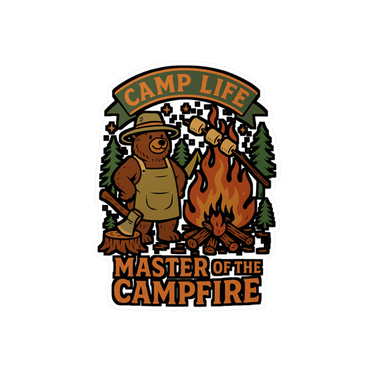 Camp Life Master Of The Campfire – Camping Sticker for Laptop, Water Bottle & Gear | Vinyl Campfire Decal, Outdoor Adventure Gift