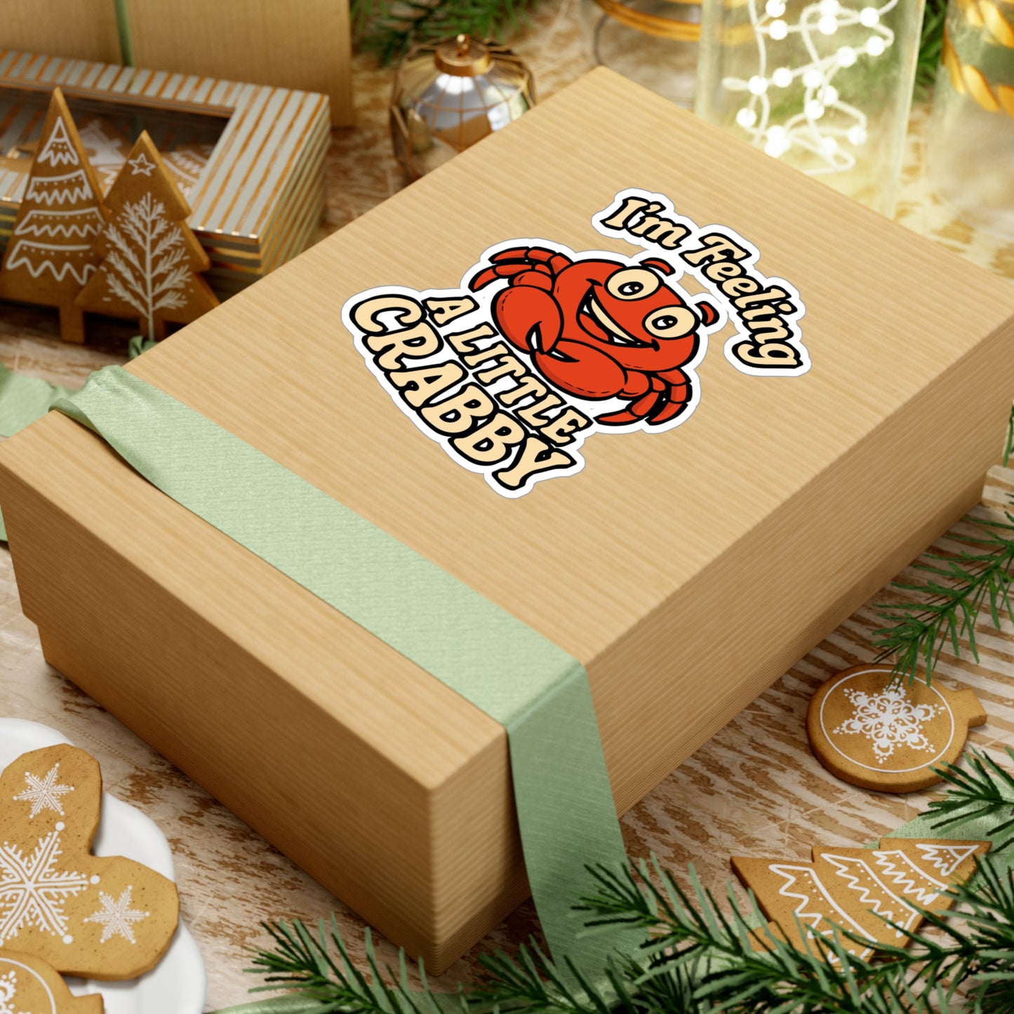 I'm Feeling A Little Crabby – Funny Crabby Sticker for Laptop, Water Bottle or Car | Coastal Humor Gift, Vinyl Decal