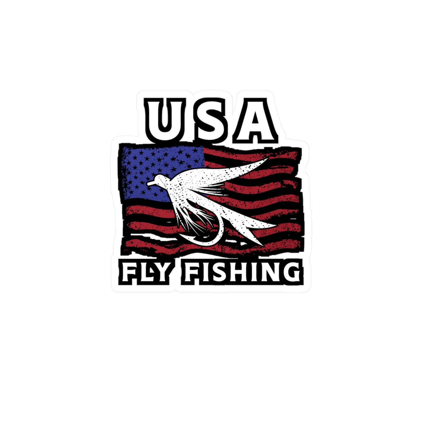 USA Fly Fishing | Fishing Sticker | Angling Decals | Lake Laptop Sticker | Fishing Gift | Angling Gift