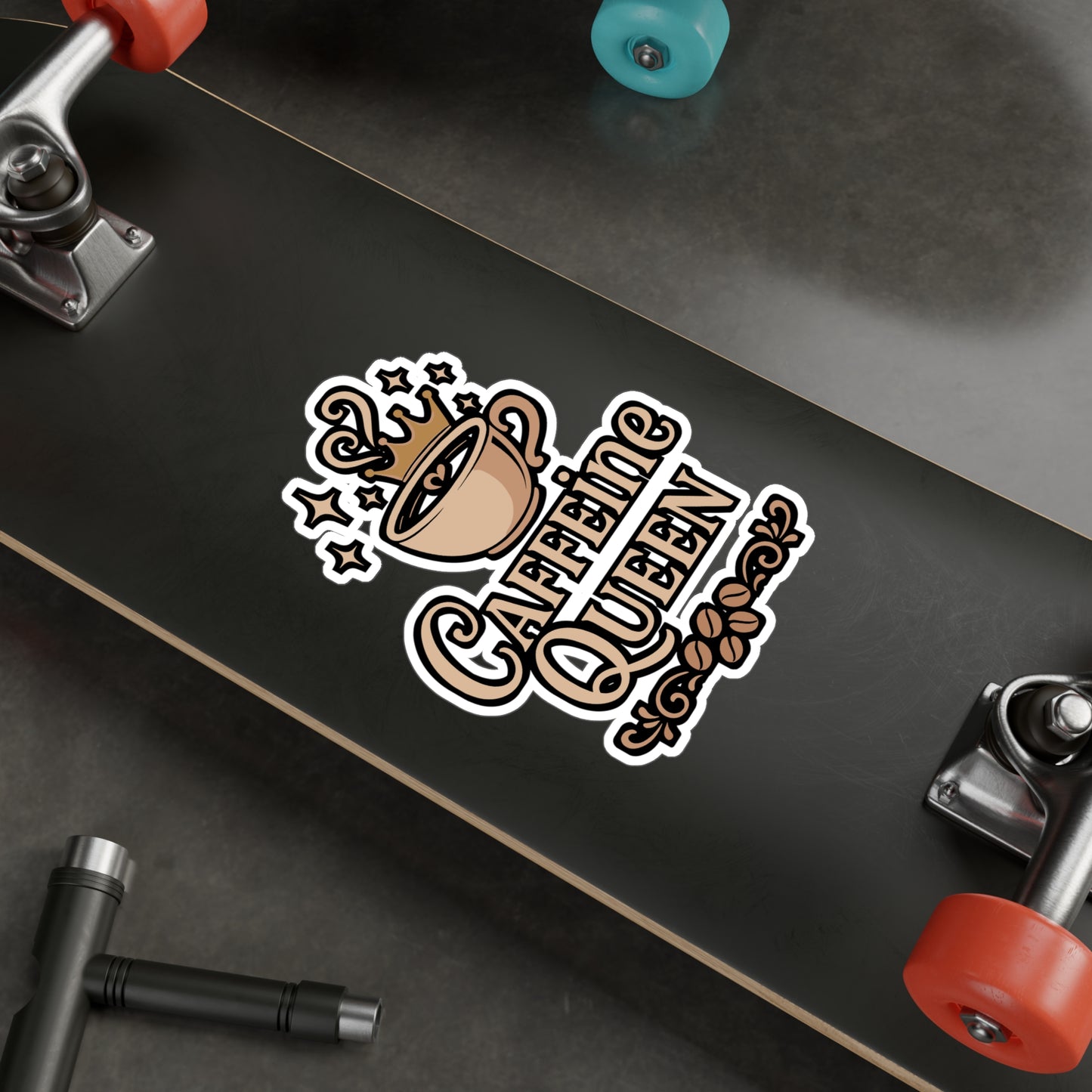 Caffeine Sticker – Caffeine Queen Decals for Coffee Lovers, Waterproof Vinyl Sticker for Laptop, Water Bottle, Morning Motivation Gift